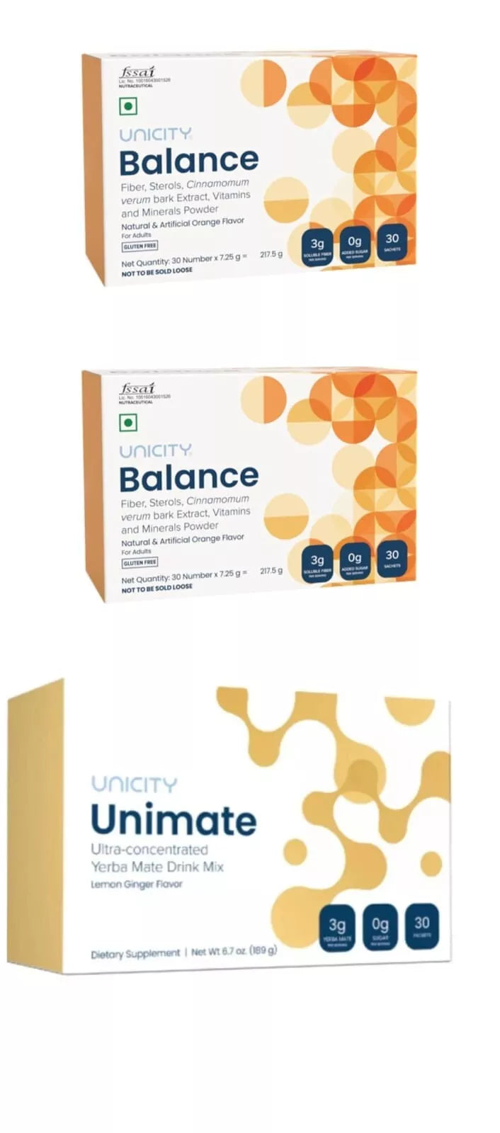 UNICITY FEEL GREAT SET OF 1 (ONE MONTH COURSE) (2 BOX BALANCE 30+30=60 ,1 BOX  UNIMATE 30 SACHETS PACAKGE)in