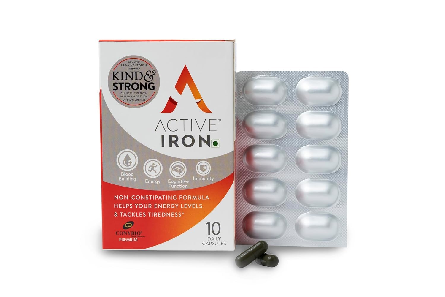 CONYBIO ACTIVE IRON ENERGY TABLETS  (Supports ENERGY And Iron )(10 tablets)