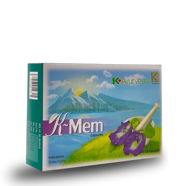 KLINK K-Mem Ayurvedic Brain Health Capsules - Enhance Memory, Reduce Stress & Mental Fatigue