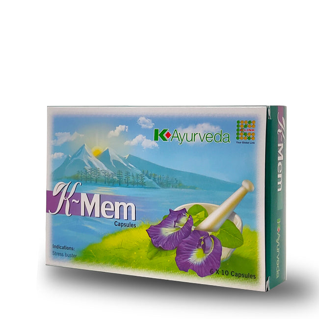 KLINK K-Mem Ayurvedic Brain Health Capsules - Enhance Memory, Reduce Stress & Mental Fatigue