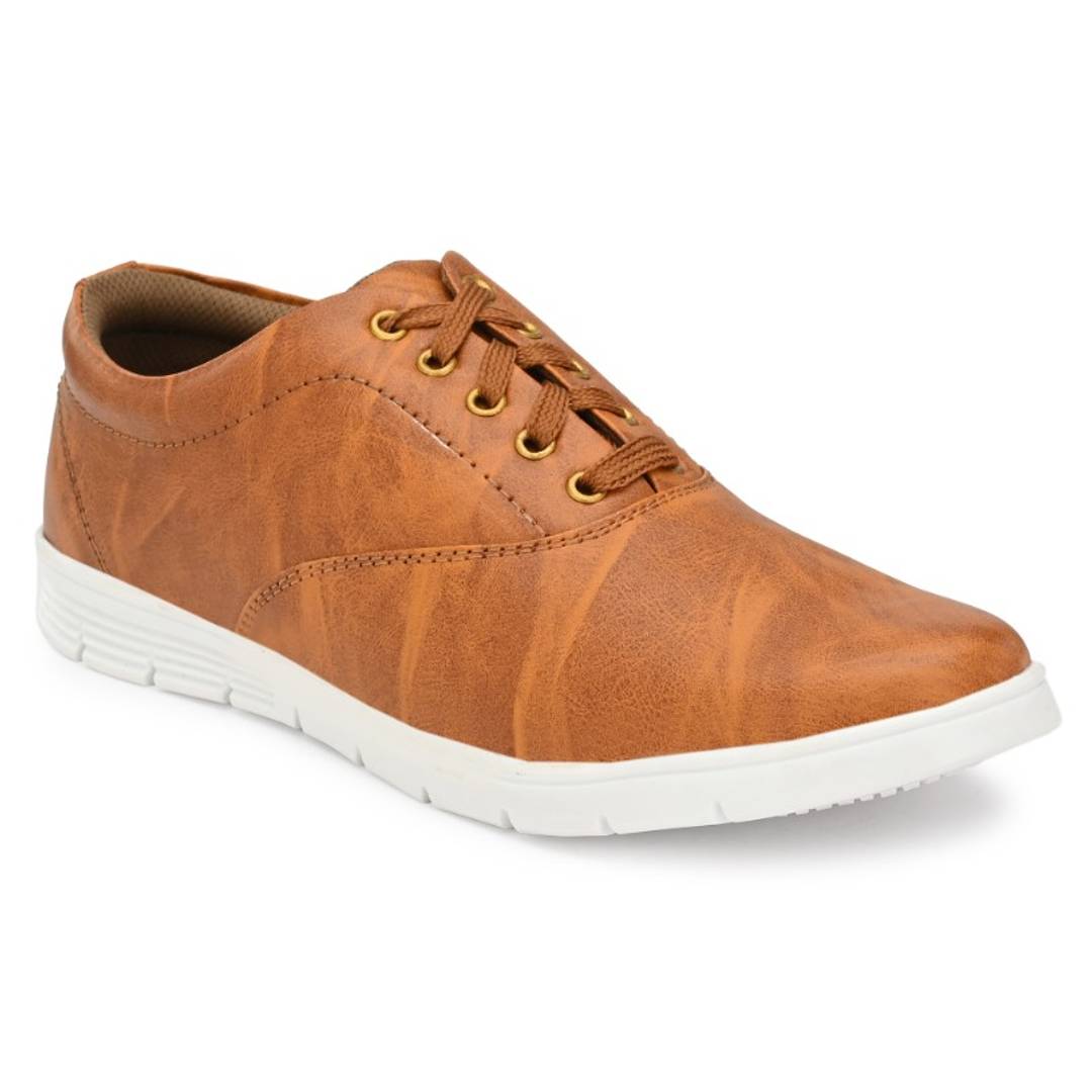 Tan Textured Casual Sneakers For Men's