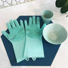 Silicone Dishwashing Gloves - Reusable & Heat Resistant Cleaning Rubber Mittens with Scrubber for Washing Dishes, Fruits, Vegetables