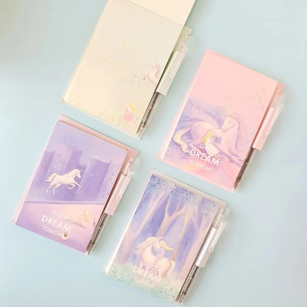 Unicorn Dream Memo Pad with Mini Pen - Pink ( Pack of 1)