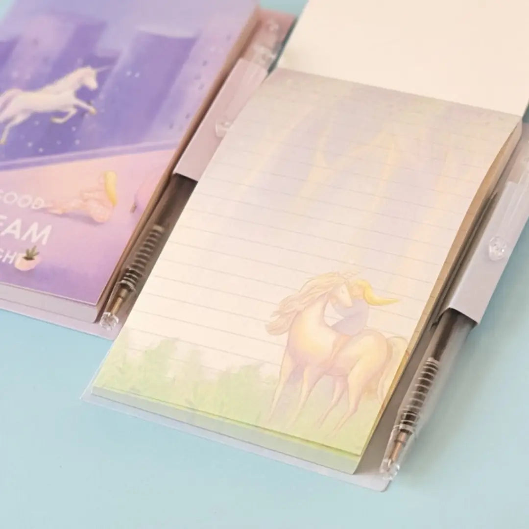 Unicorn Dream Memo Pad with Mini Pen - Pink ( Pack of 1)