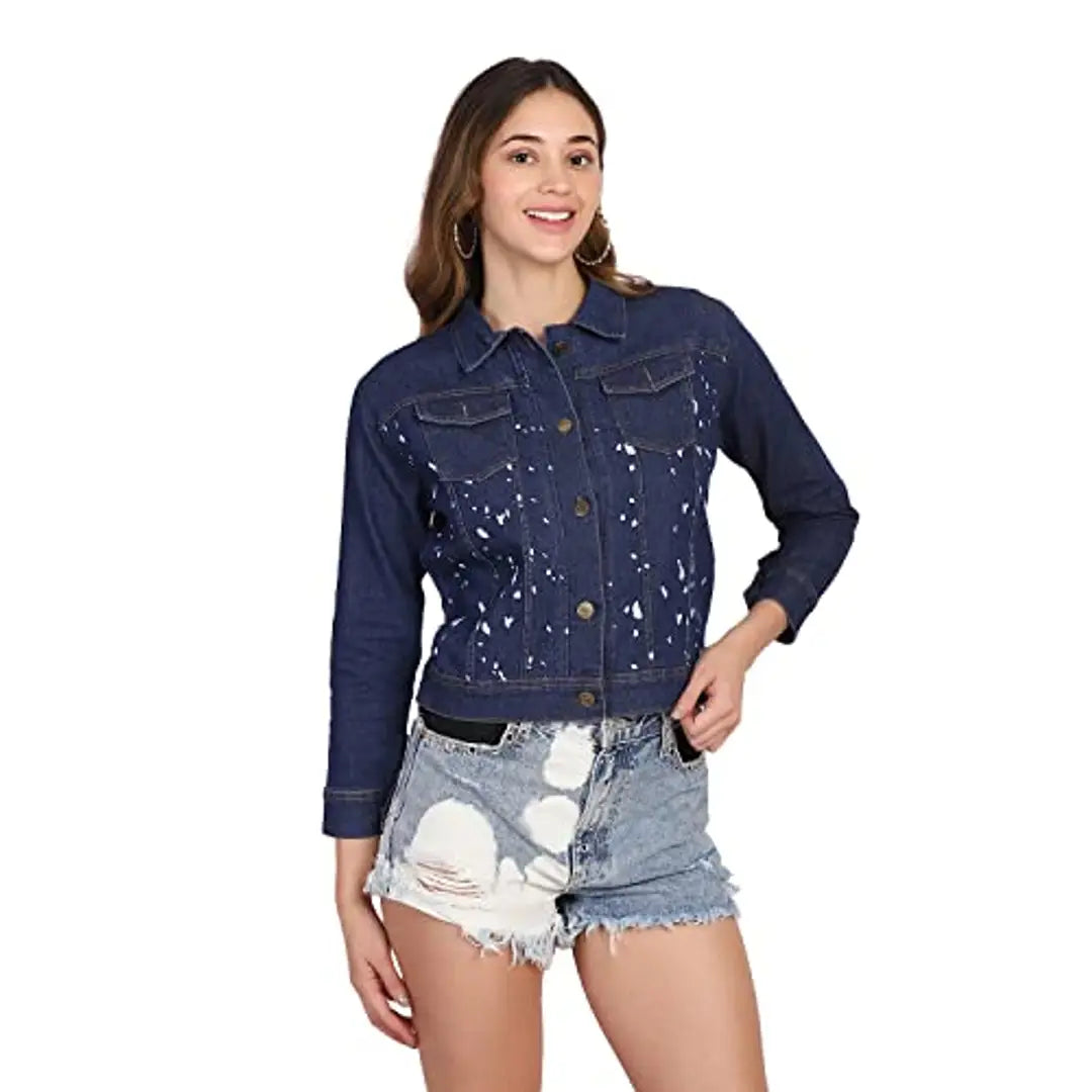 Dimpy Garments Printed Regular Denim Jacket For Women