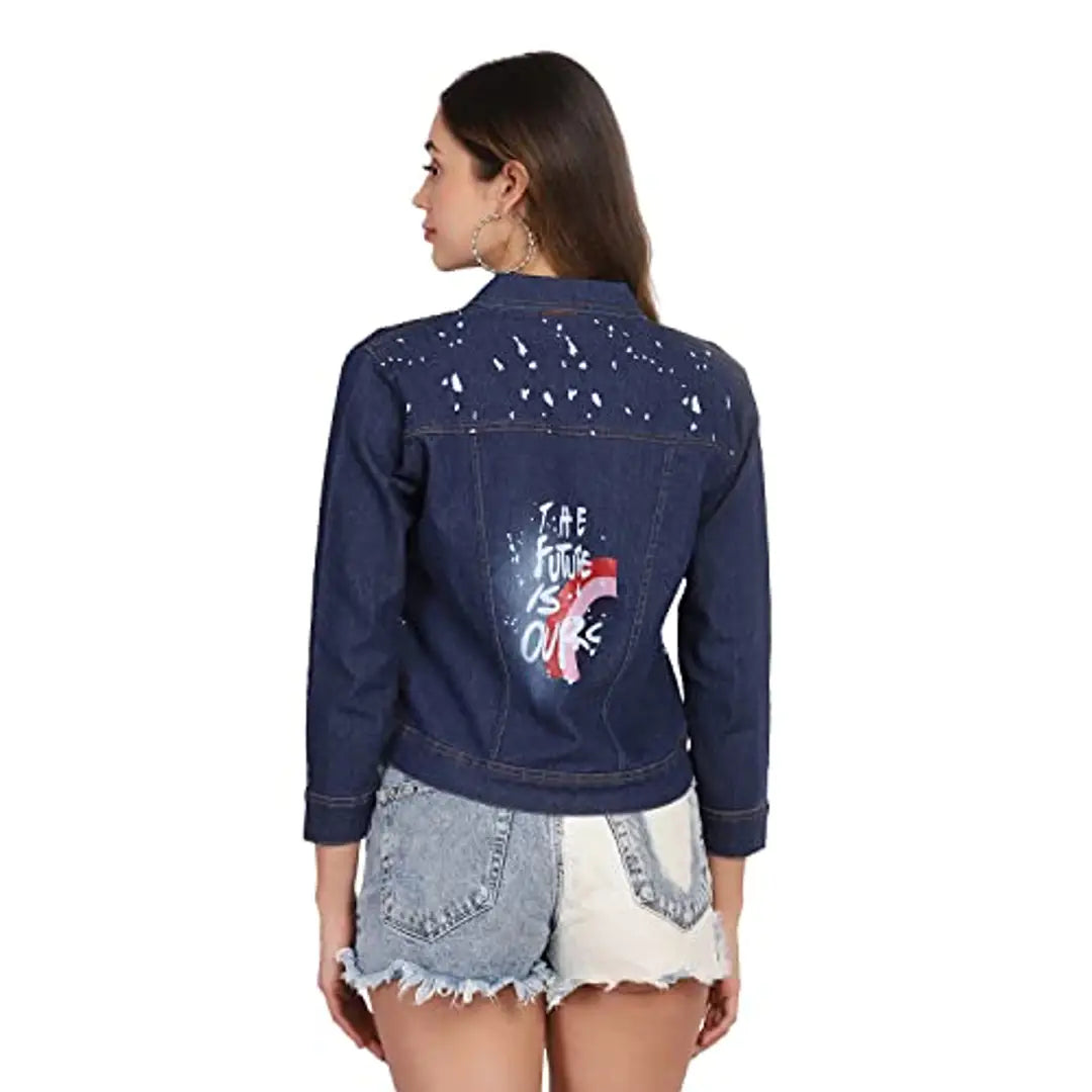 Dimpy Garments Printed Regular Denim Jacket For Women