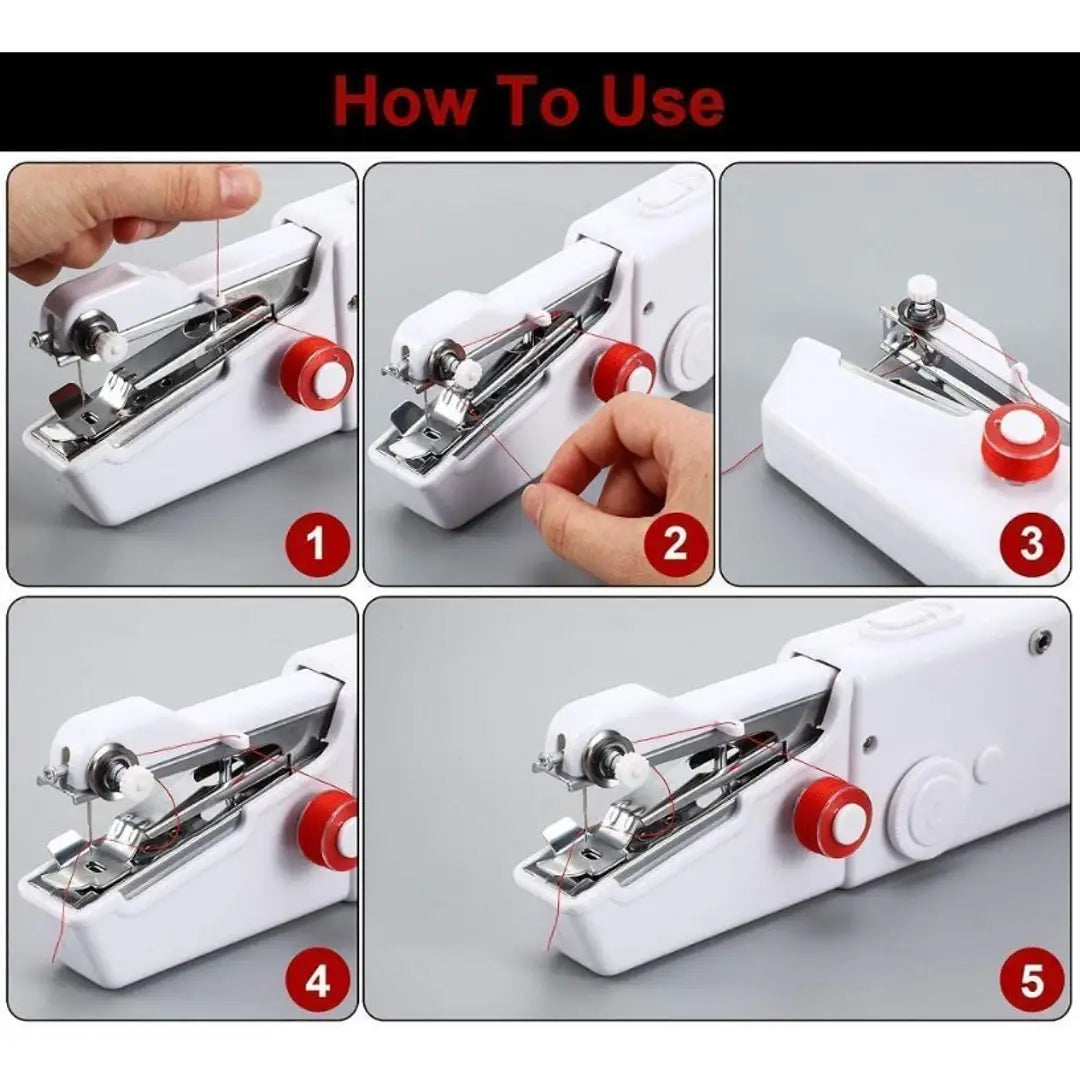 ZOOM TECH Sewing Machine Electric Handheld Sewing Machine Mini Handy Stitch Portable Needlework Cordless Handmade DIY Tool Clothes Portable