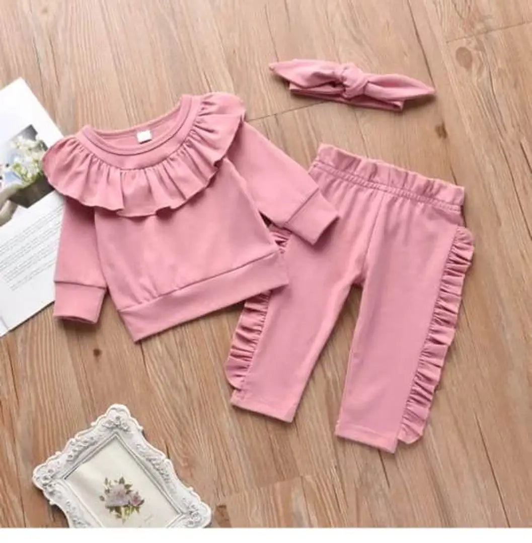 js garments freel top hairband side freel pant (pink and pink)