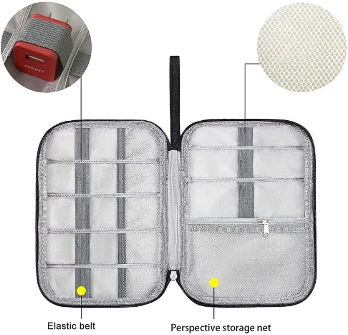 Travel Electronic Organizer Bag Cable Organizer Case Portable Digital Storage Bag for Electronic Accessories (Black)