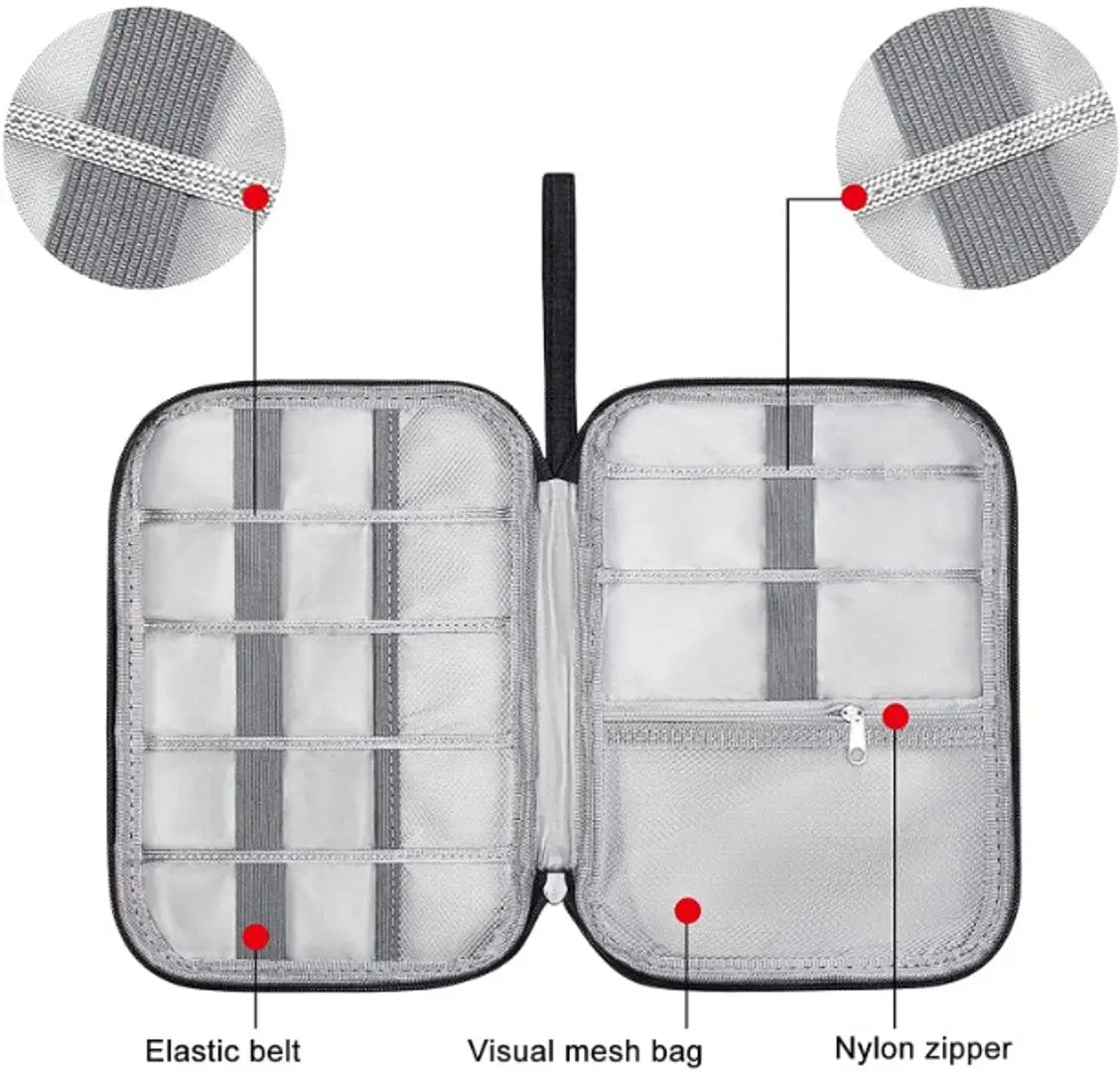 Travel Electronic Organizer Bag Cable Organizer Case Portable Digital Storage Bag for Electronic Accessories (Black)