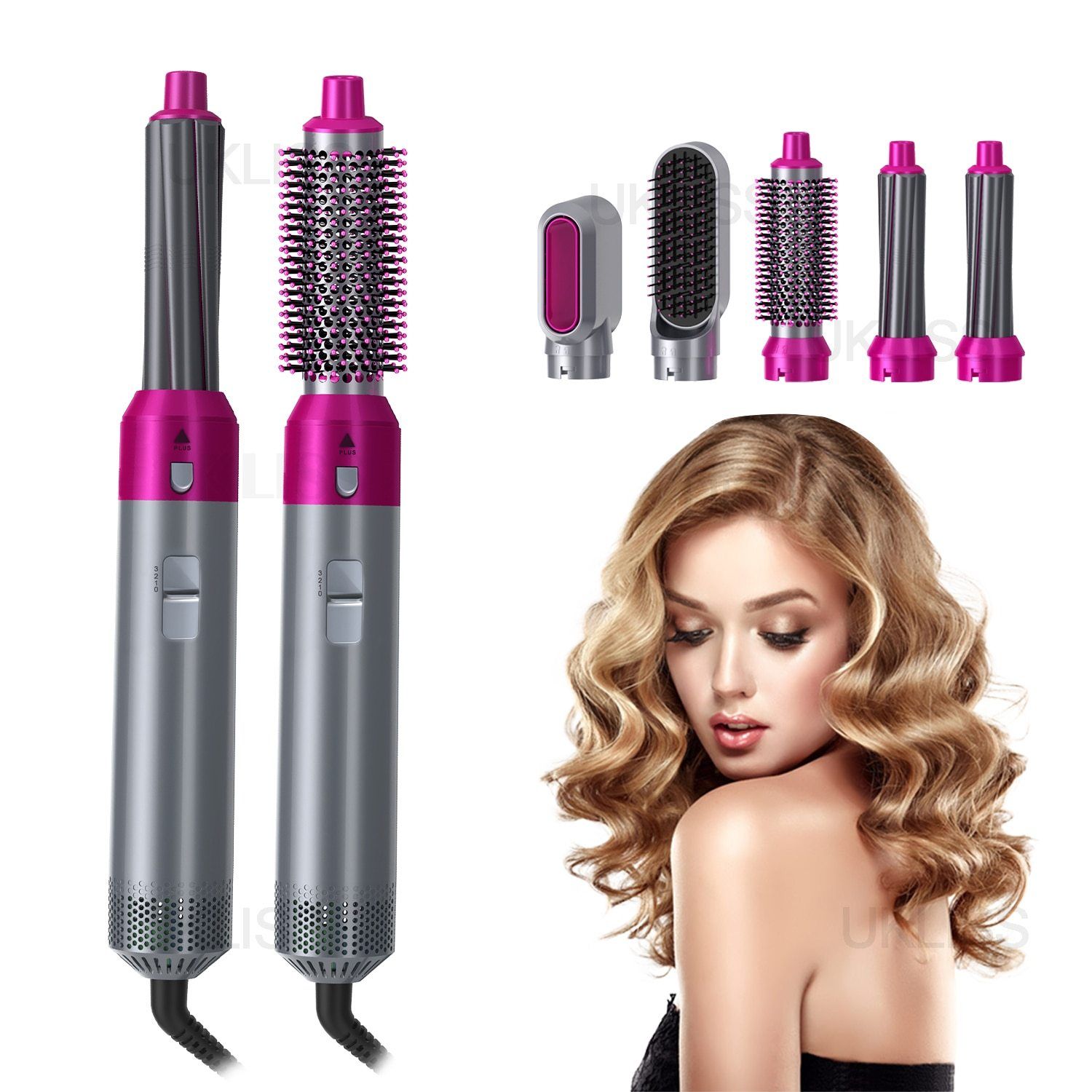 5 In 1 Hair Dryer Brush and Volumizer, Detachable Hair Dryer Styler, One-Step Hot Air Brush Negative Ions Constant Temperature Hot Air Brush Hair Blower Curlers Automatic Hair Curler (Multi)