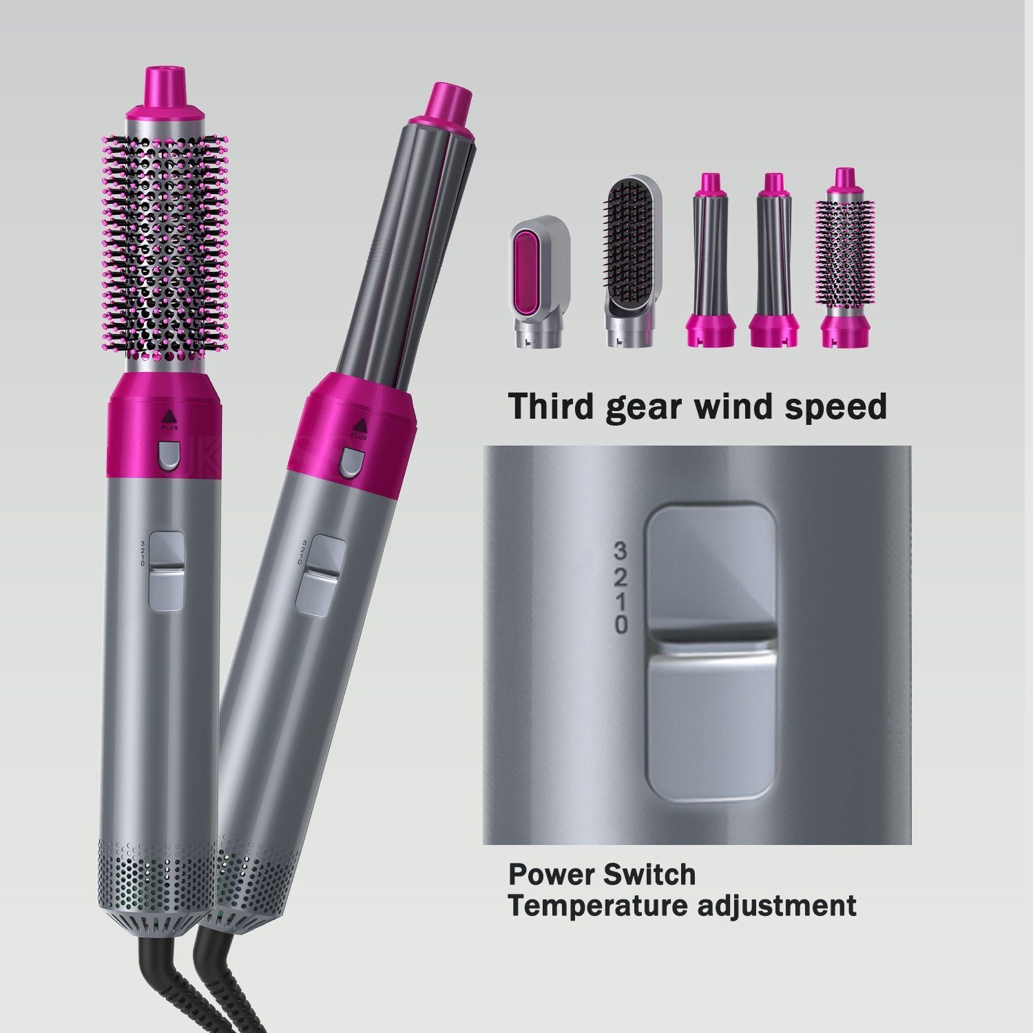 5 In 1 Hair Dryer Brush and Volumizer, Detachable Hair Dryer Styler, One-Step Hot Air Brush Negative Ions Constant Temperature Hot Air Brush Hair Blower Curlers Automatic Hair Curler (Multi)