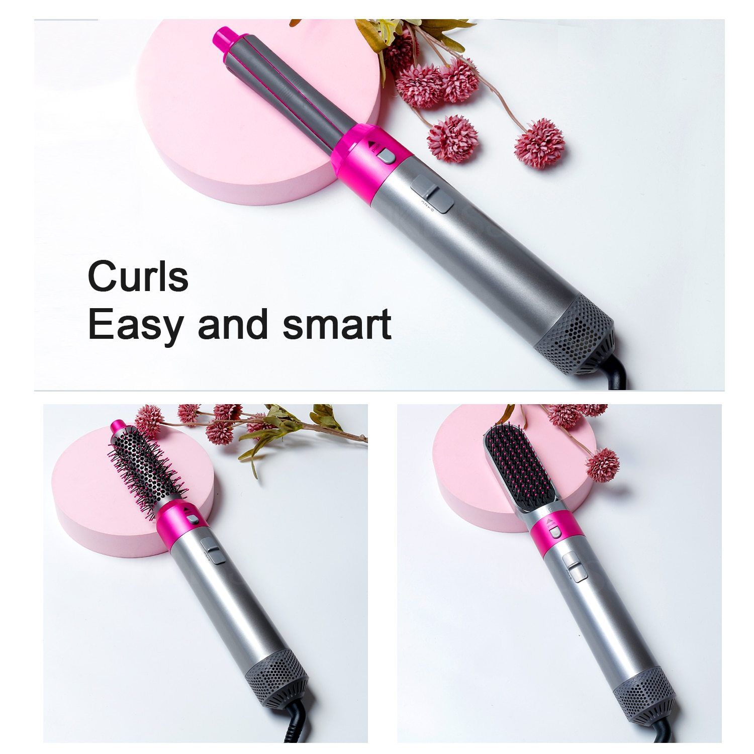 5 In 1 Hair Dryer Brush and Volumizer, Detachable Hair Dryer Styler, One-Step Hot Air Brush Negative Ions Constant Temperature Hot Air Brush Hair Blower Curlers Automatic Hair Curler (Multi)