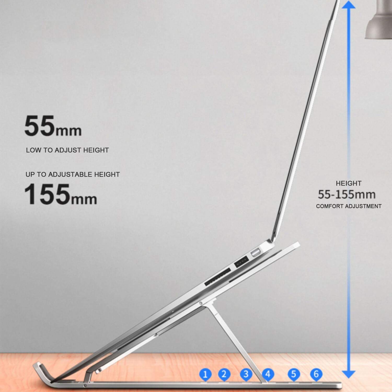 Aluminium Alloy Adjustable Laptop Riser Portable Desktop Holder Compatible With Heavy and Light Laptops