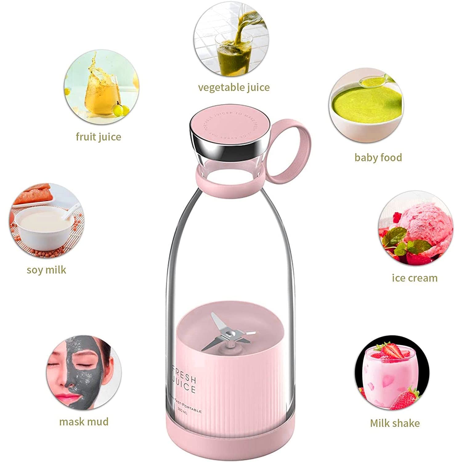 Mini Portable Blender Mixer Juicer & Smoothie | Magnetic Wireless Charging