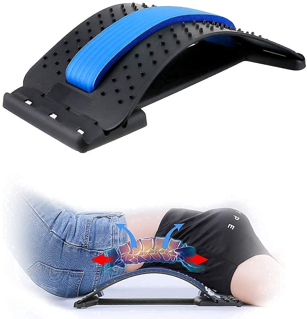 Back Pain Relief Product Back Stretcher, Spinal Curve Back Relaxation Device, Multi-Level Lumbar Region Back Support for Lower and Upper Muscle Pain Relief, Back Massager