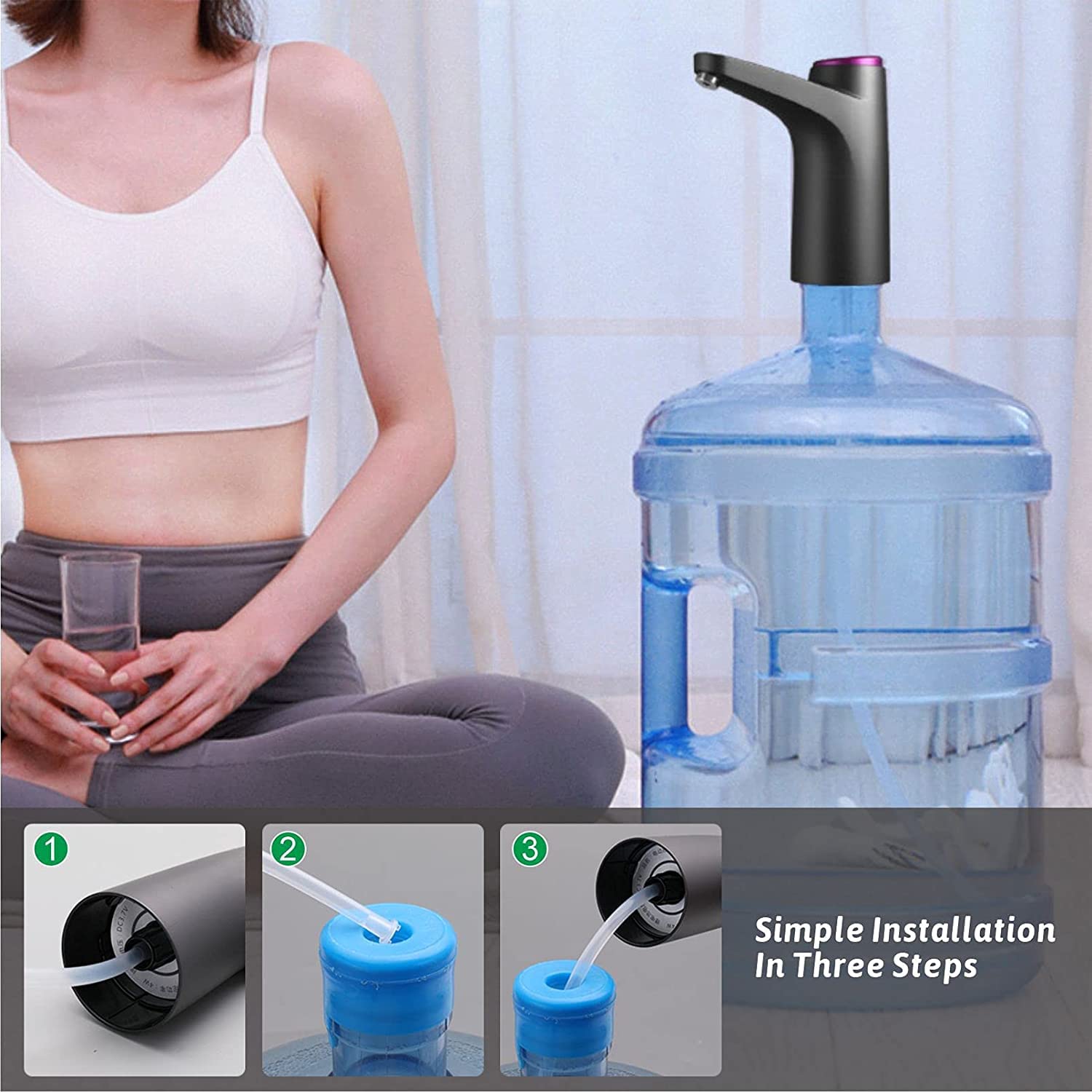 Automatic Water Dispenser Pump for Drinking Water Can, with Rechargeable Battery, Hassle-Free, Easy Clean, Portable Water Pump for Home, Outdoor,Office etc