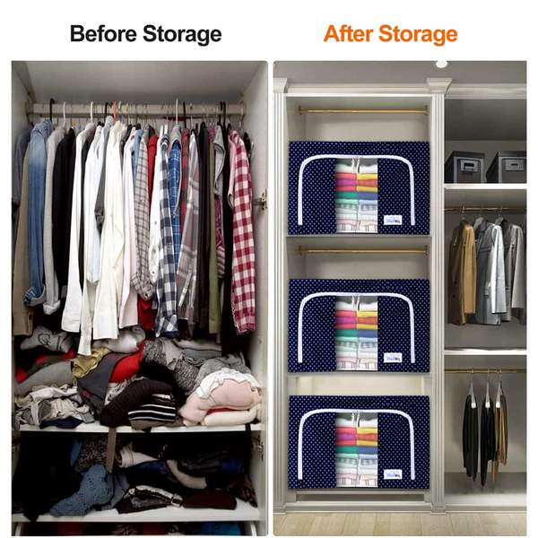 Home Stuff Storage Boxes | Closet Organizer Cloth Storage Boxes for Wardrobe - 88 Litre