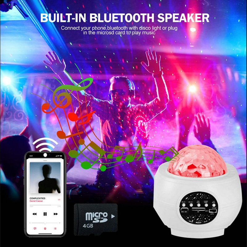 LED Colorful Star Galaxy Projector | Ocean Wave Night Light Rotate Starry Sky Projector| Bluetooth Speaker Room Decor Kids Gifts