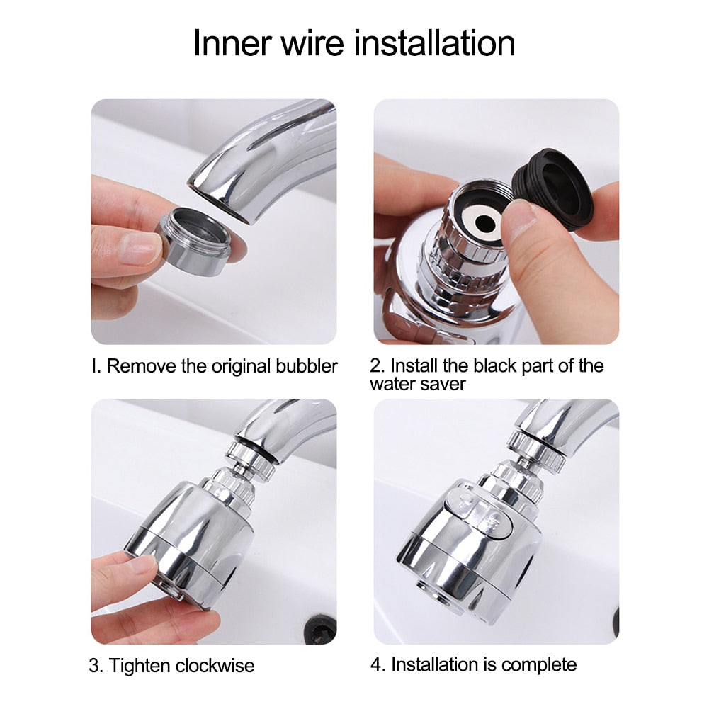 Innovative Stainless Steel Turbo Flex 360 Kitchen Faucet ABS + Stainless Steel Splash-Proof Universal Tap Shower