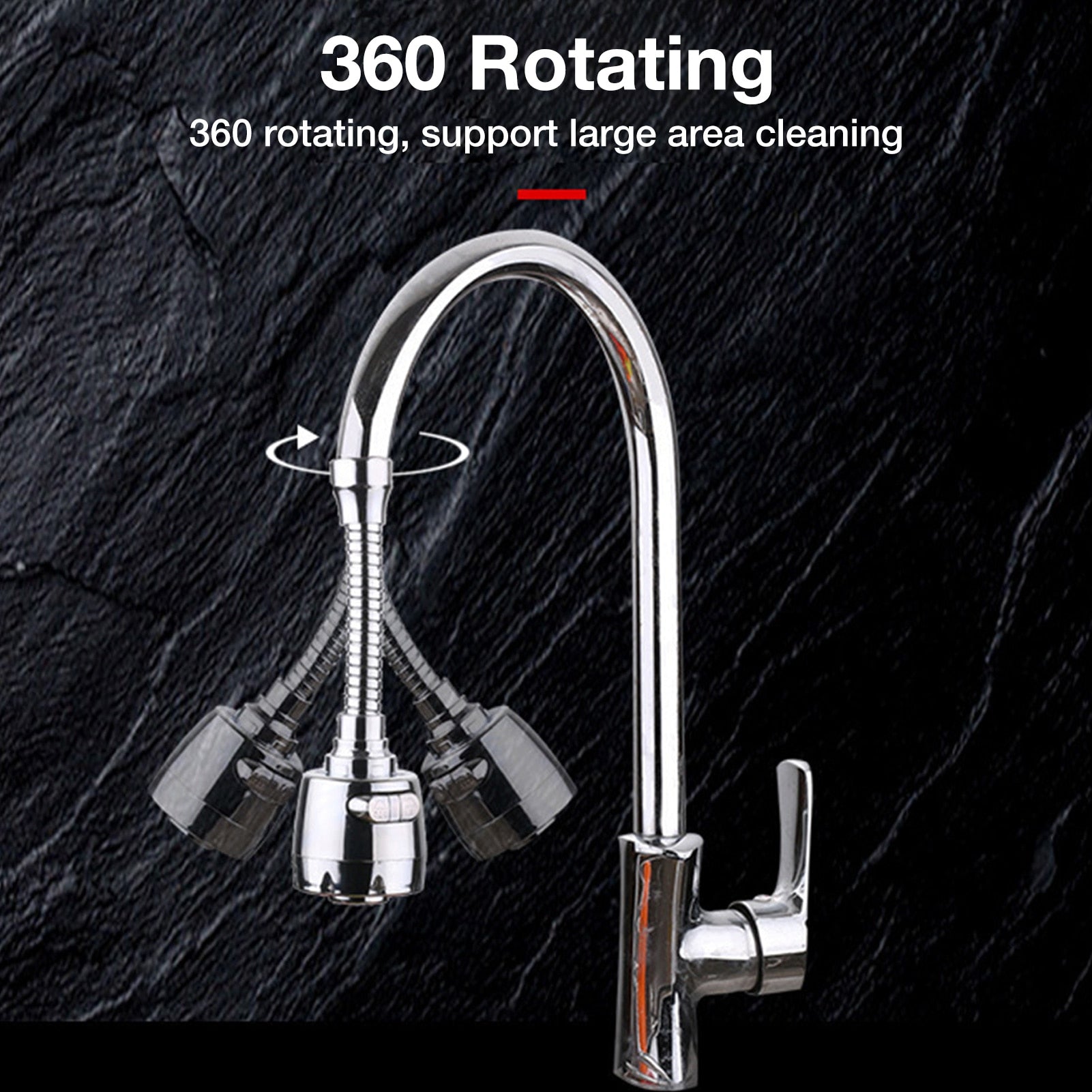 Innovative Stainless Steel Turbo Flex 360 Kitchen Faucet ABS + Stainless Steel Splash-Proof Universal Tap Shower