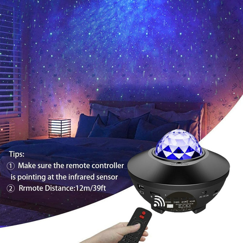 LED Colorful Star Galaxy Projector | Ocean Wave Night Light Rotate Starry Sky Projector| Bluetooth Speaker Room Decor Kids Gifts