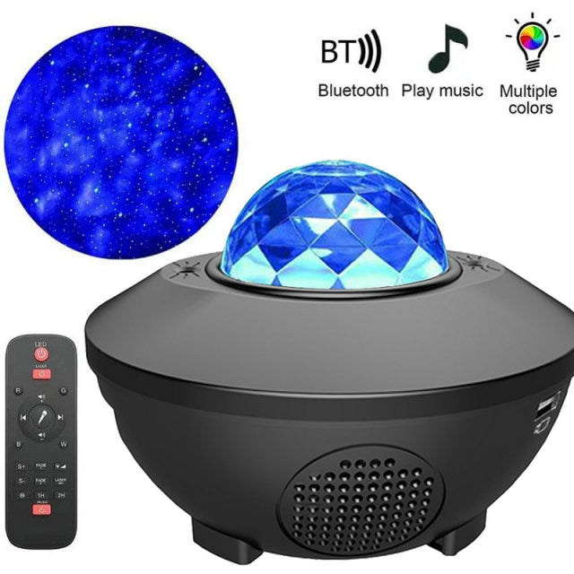 LED Colorful Star Galaxy Projector | Ocean Wave Night Light Rotate Starry Sky Projector| Bluetooth Speaker Room Decor Kids Gifts